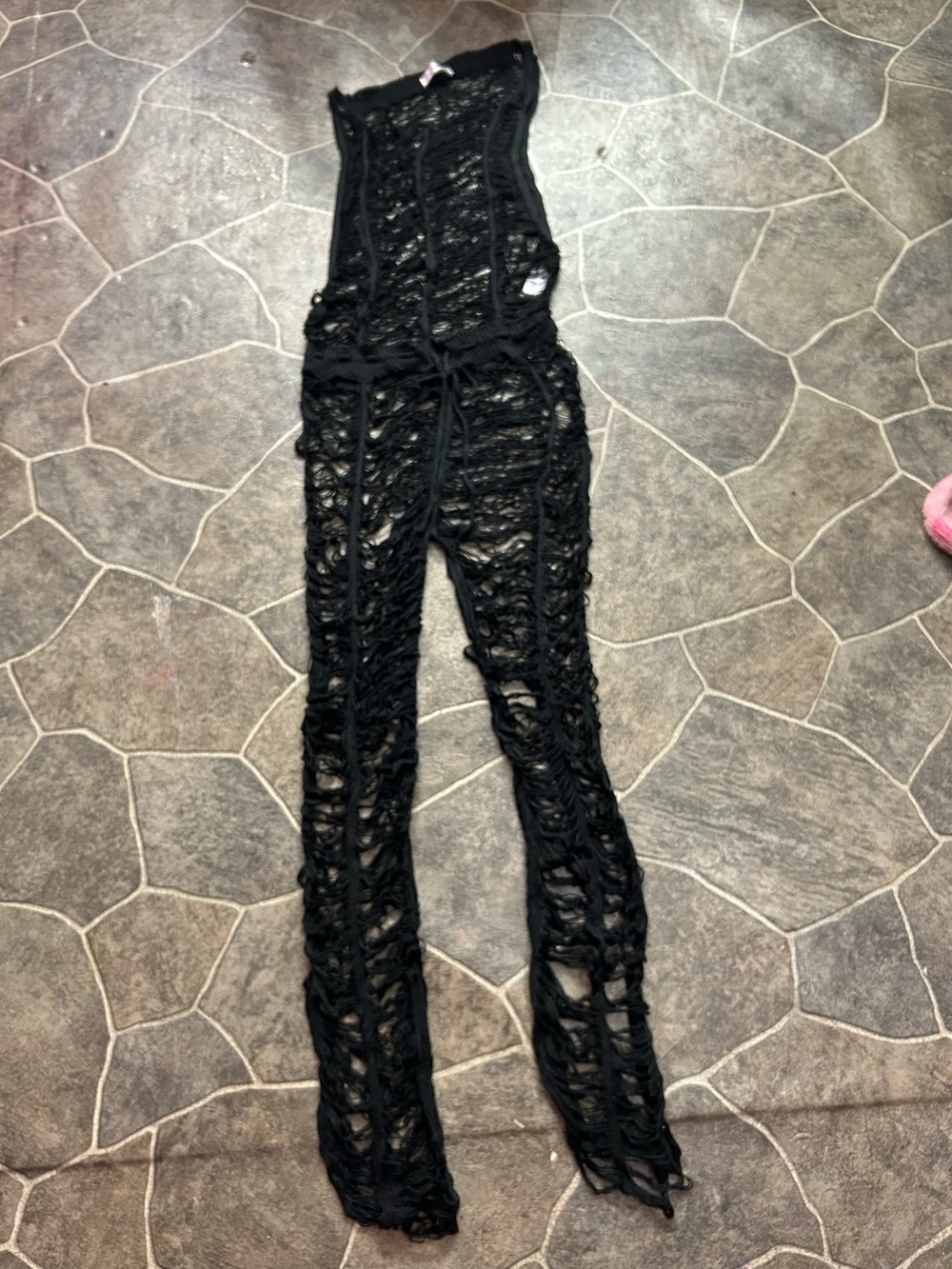 Black Open-Knit Beach Crochet Cover-Up